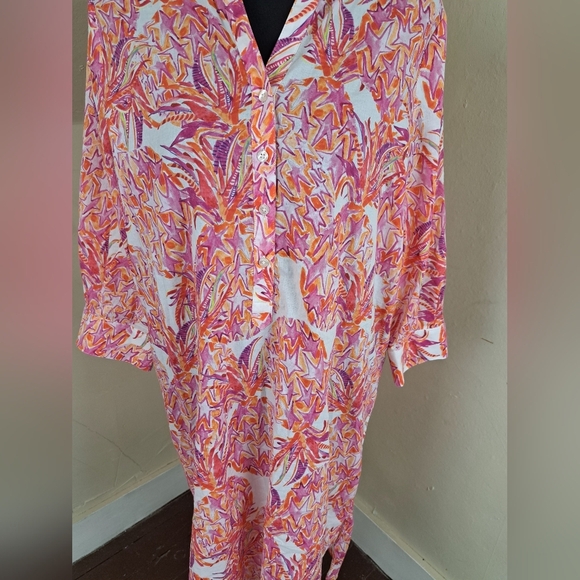 Vilagallo Women's Short Dress with Pineapple Print 100% Cotton Size 42(L) - Picture 3 of 16